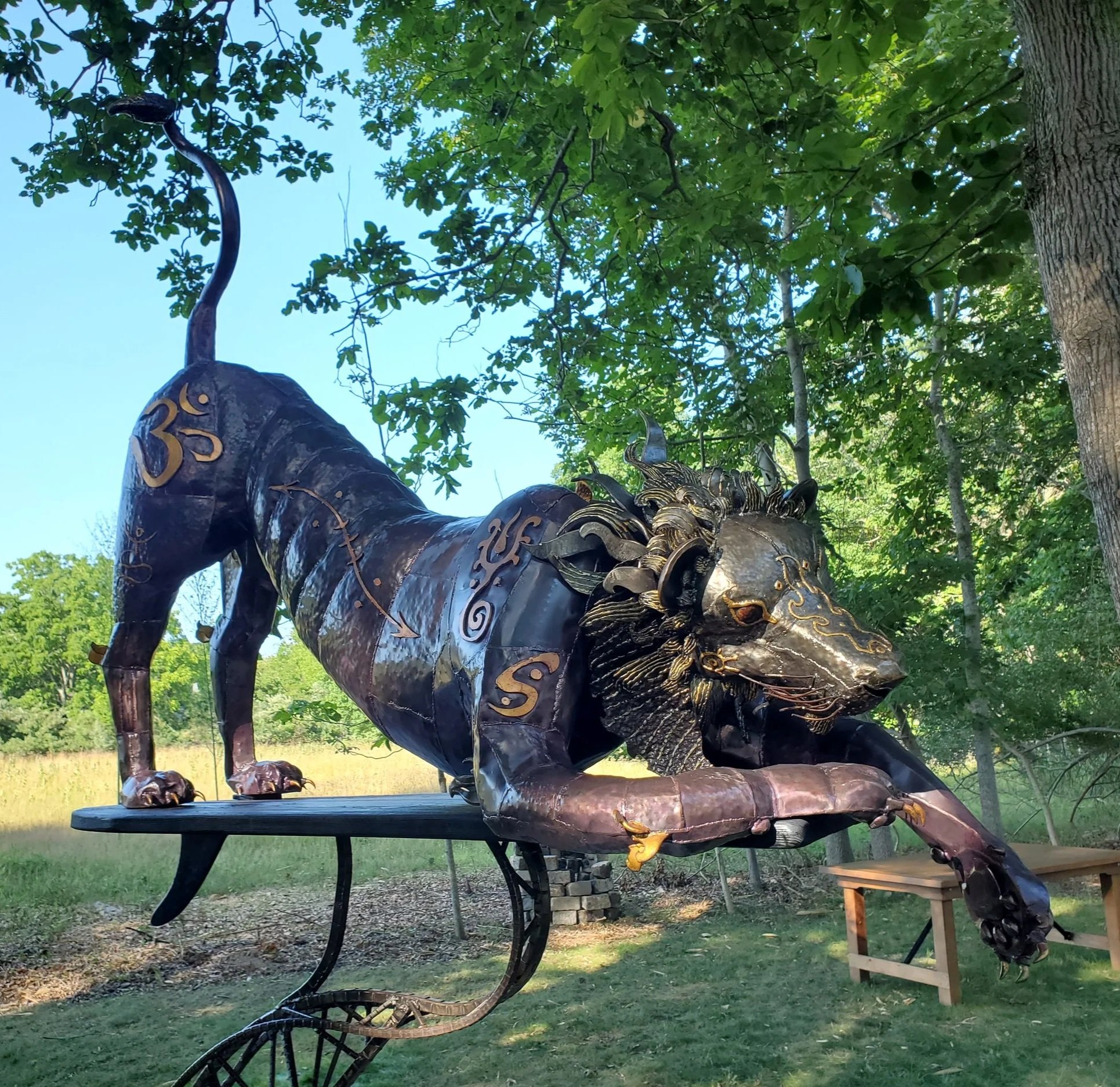 JJ Veronis, Narasimha (Lion), 2001/2019, steel and wood