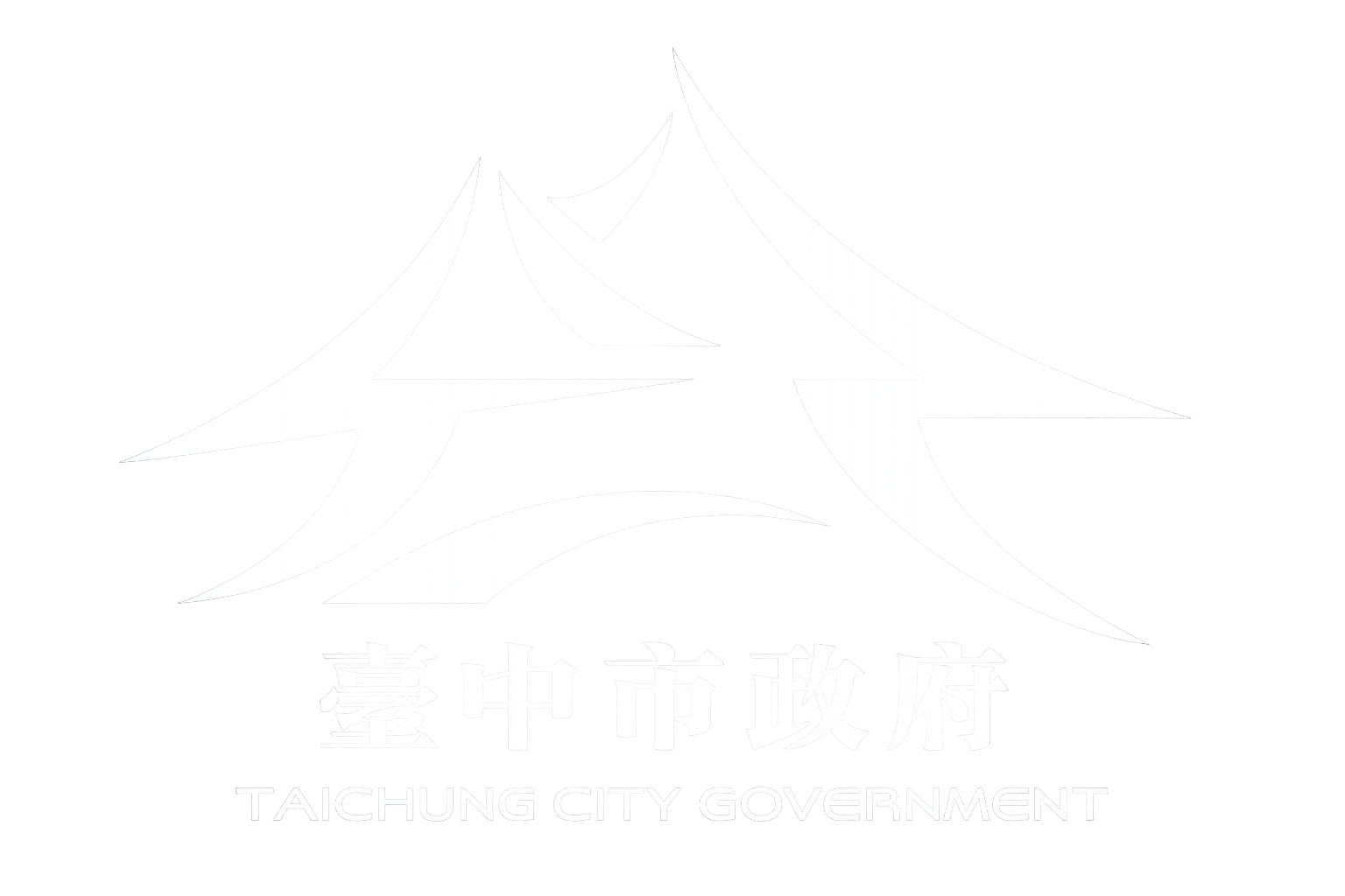 Logo of Taichung City Government featuring stylized white geometric shapes and Chinese characters below with English text underneath.