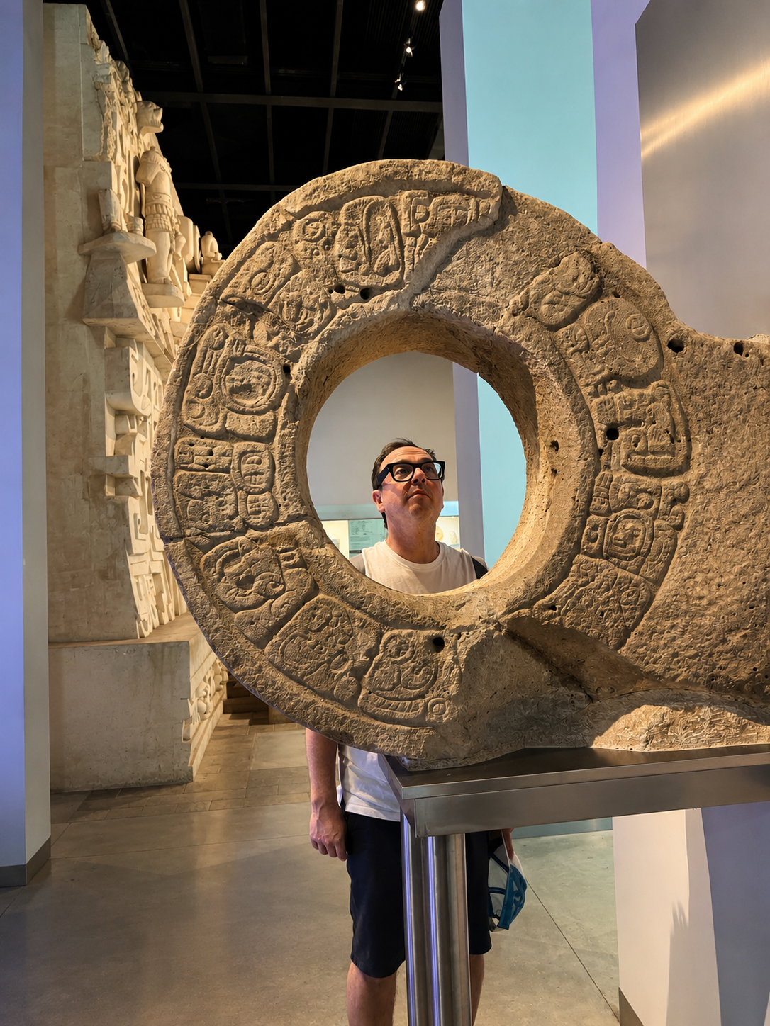 Visitor exploring the Maya Museum in Mérida, Yucatán