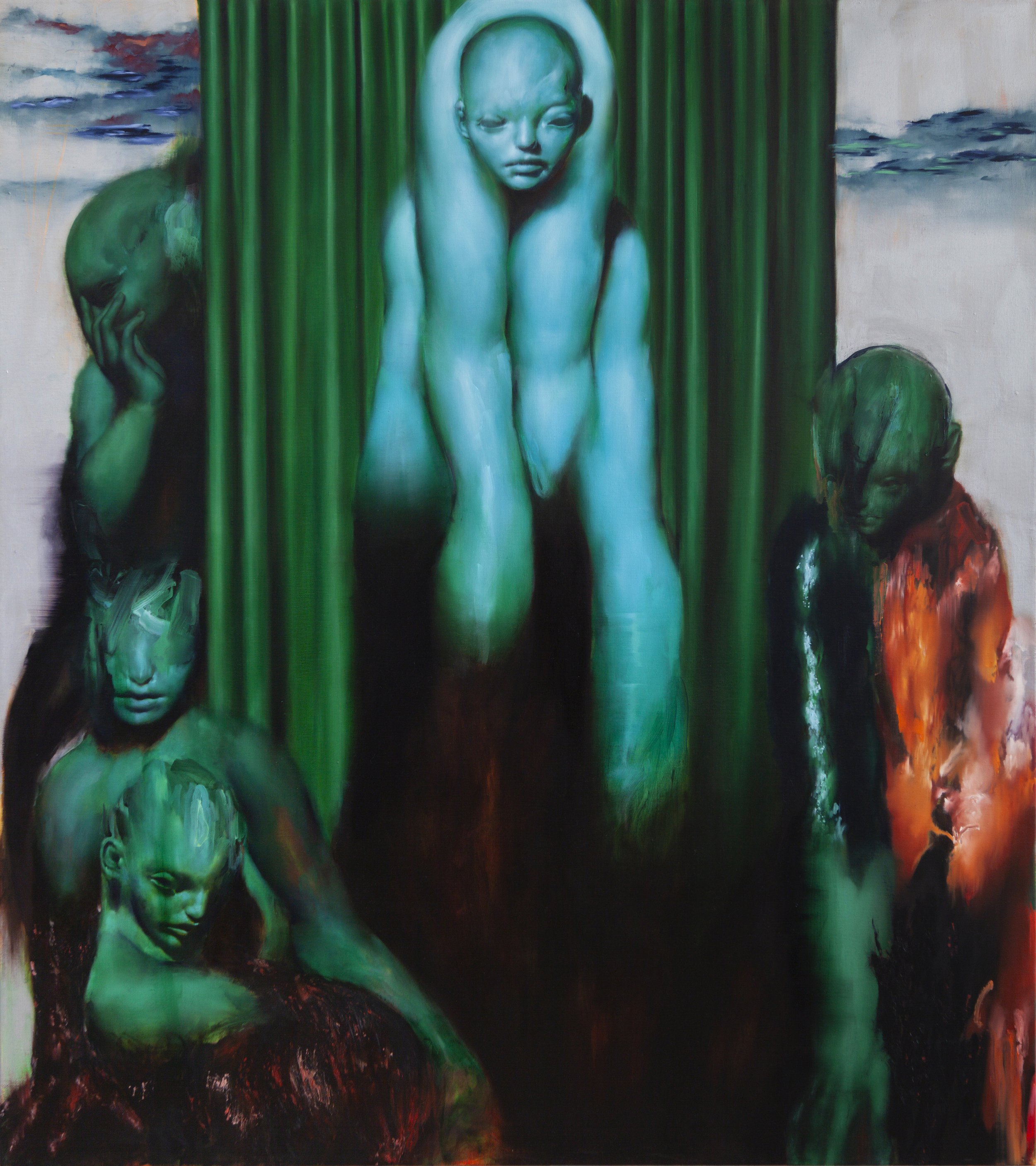 Sacred study (green) - 180x160cm, oil on canvas, 2026
