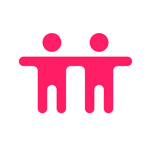 Two people holding hands icon in pink