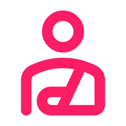 Person in a sling icon in pink