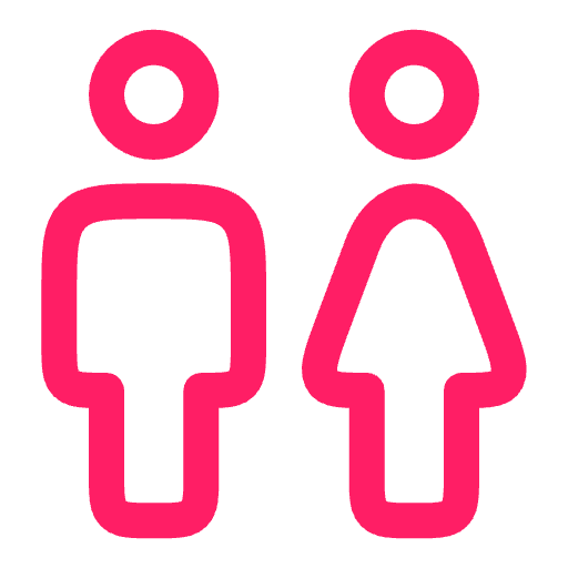 Man and woman icon in pink
