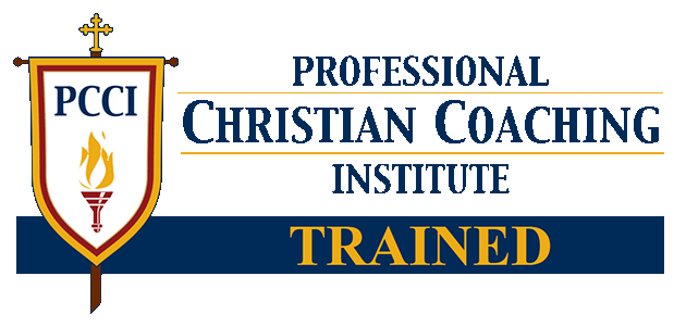 Logo of PCCI Christian Coaching Institute, featuring a shield with a cross and flame, with text indicating it is a professional Christian coaching institute that is trained.