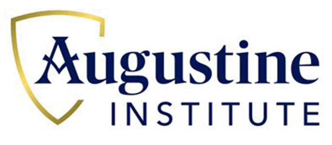 Logo of Augustine Institute with a shield and the words 'Augustine Institute'.