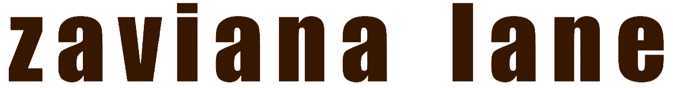 Text on image: 'zaviana lane' in large, bold, brown letters