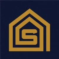 A logo featuring a stylized house shape with an 'S' inside, in gold on a dark background.