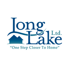 Logo for Long Lake Ltd with mountains and water, and the slogan 'One Step Closer To Home'