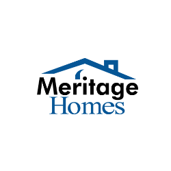 Logo featuring a stylized house roof and chimney in blue with the word 'Homes' below.