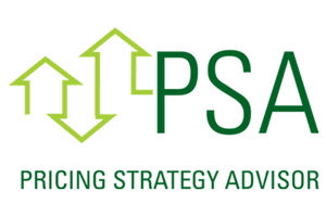 Logo with three upward arrows and the letters 'PSA', accompanied by the text 'Pricing Strategy Advisor'.