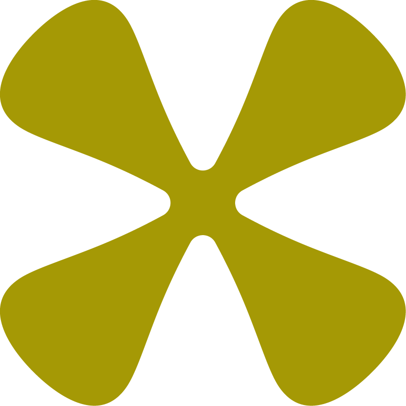 A stylized, abstract butterfly with symmetrical wings in greenish yellow color.