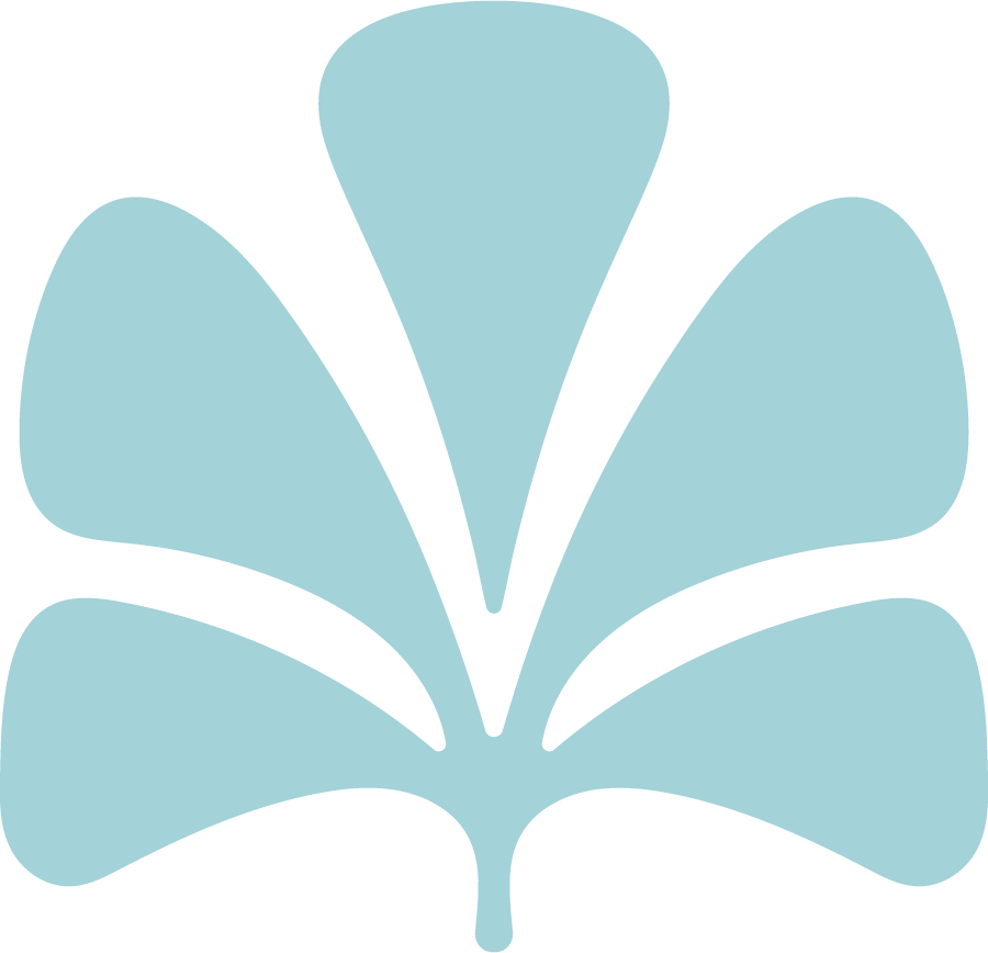 Light blue stylized ginkgo leaf with five lobes