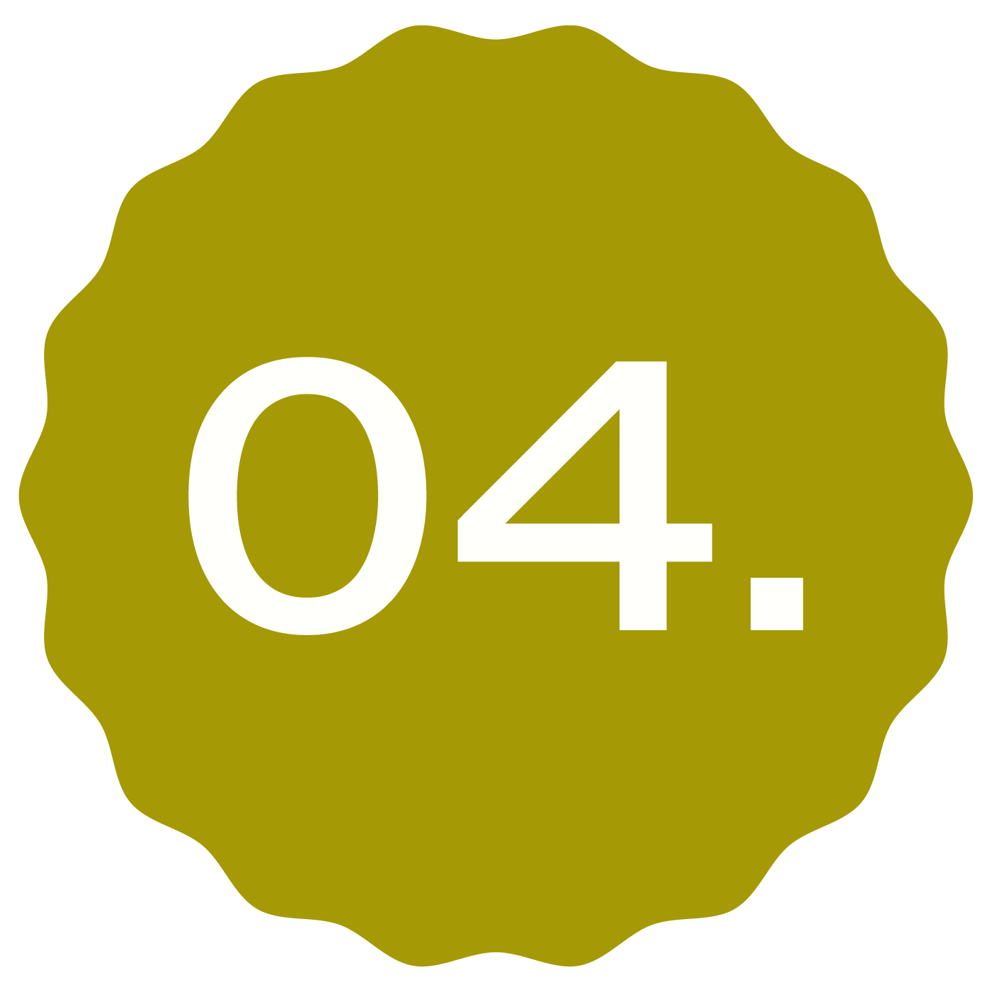 Number 04 in white text on a irregular gold-colored background.