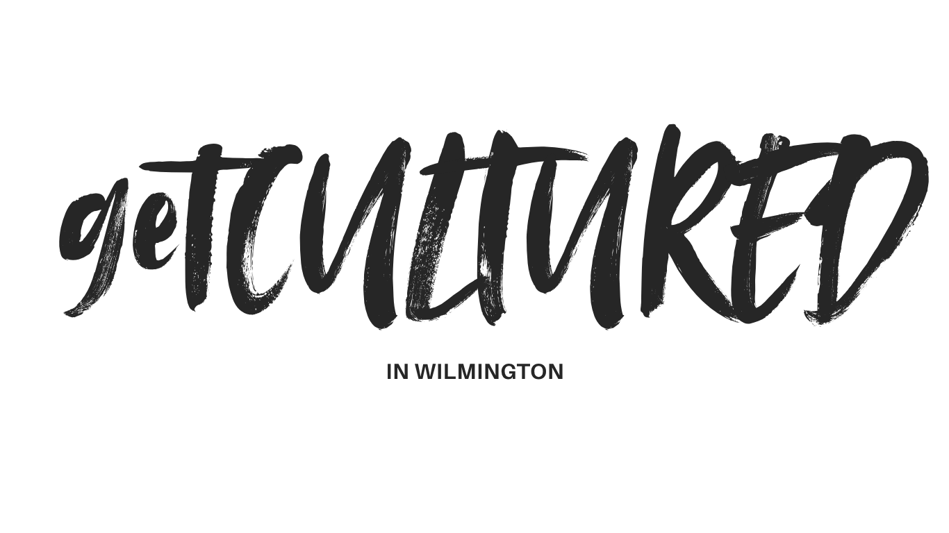 Stylized text logo that says "Get Cultured" with smaller text below that reads "in Wilmington."