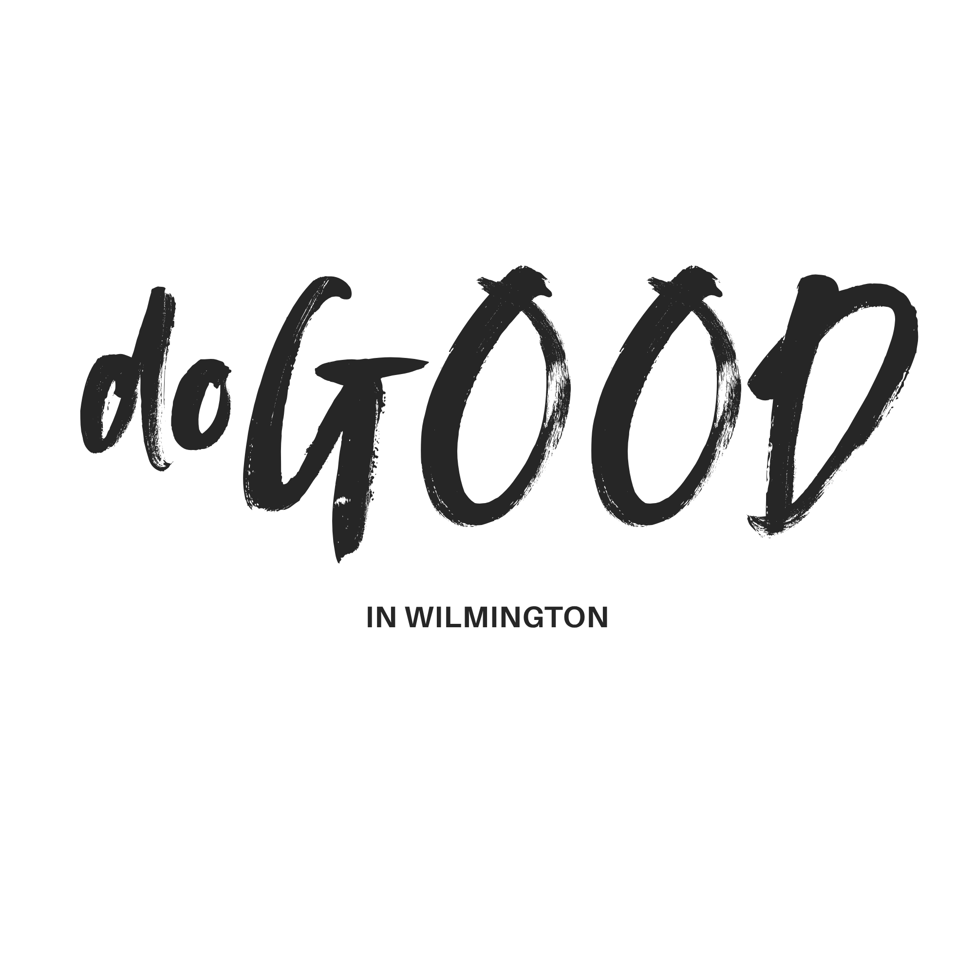 Black background with the phrase "dancing in Wilmington" in handwritten, brushstroke-style font, with "in Wilmington" in smaller capital letters below.