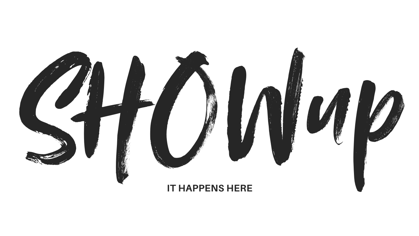 Bold, black handwritten-style text says 'STOUP' with smaller text below that reads 'IT HAPPENS HERE'.