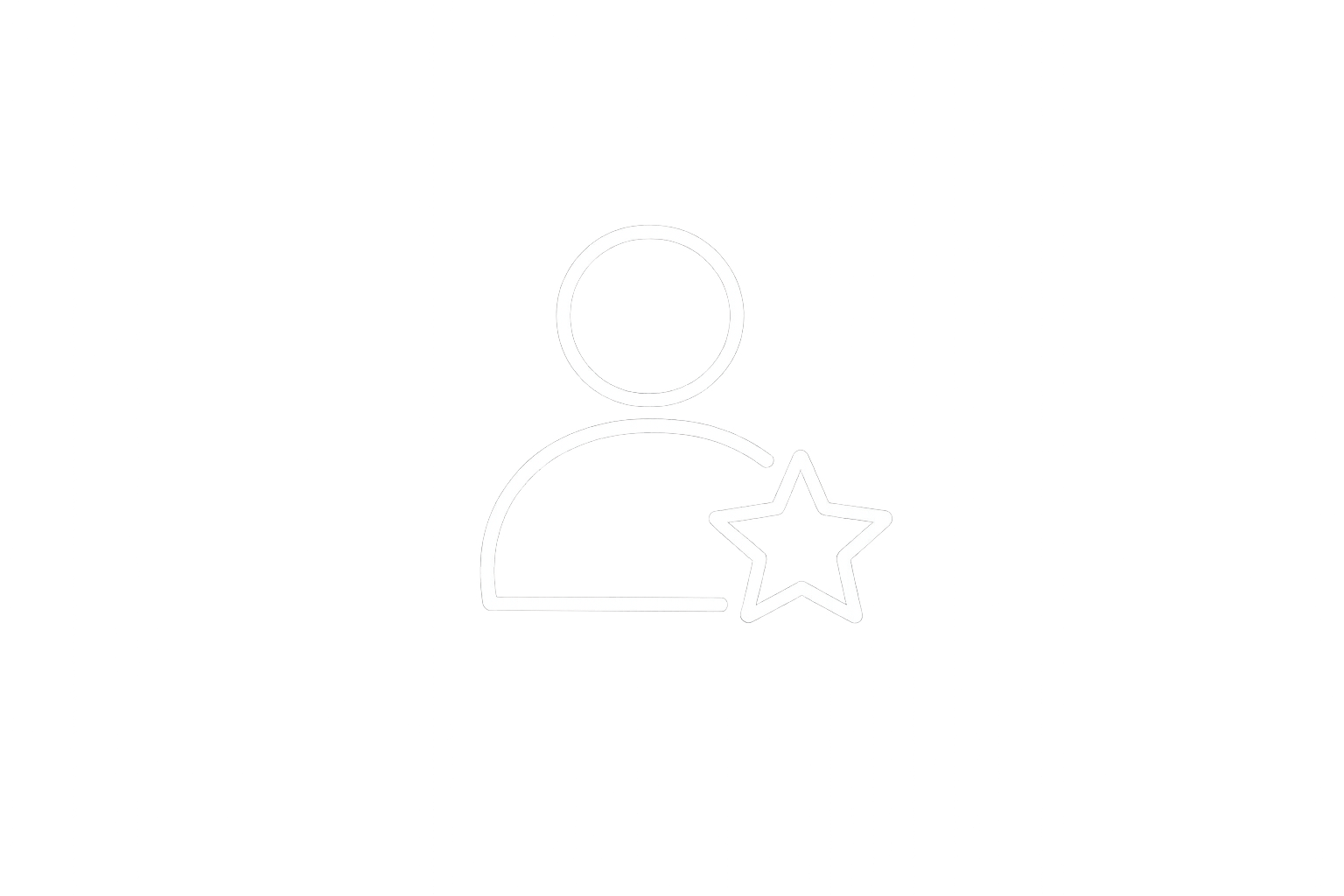 Outline icon of a person with a star badge, indicating a verified or special status.