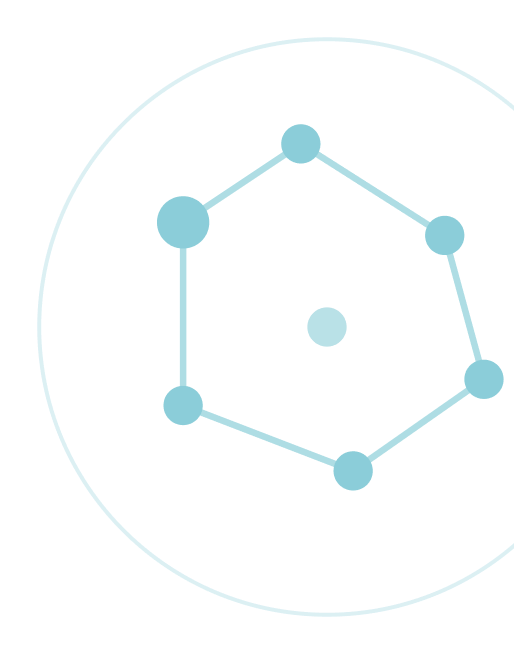 A diagram of a star-shaped constellation with six connected points inside a circle.