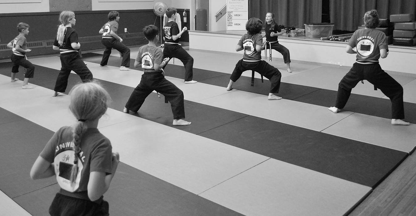 Children practicing Kempo Karate forms.