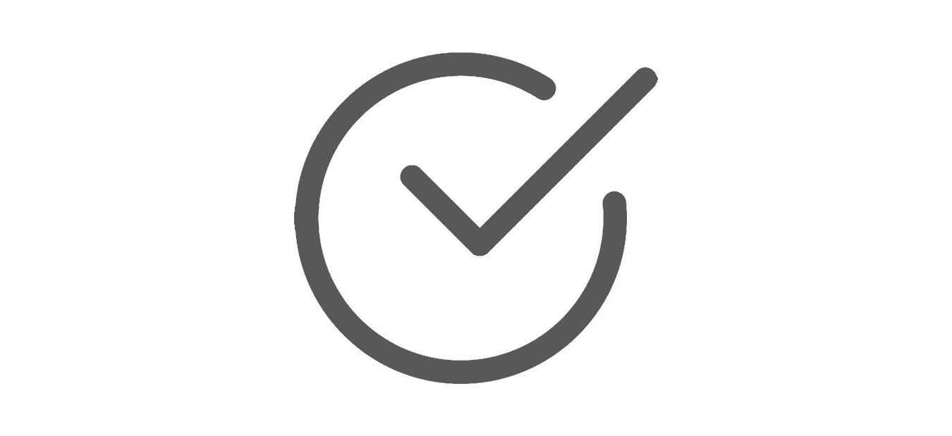 A gray check mark inside a circle