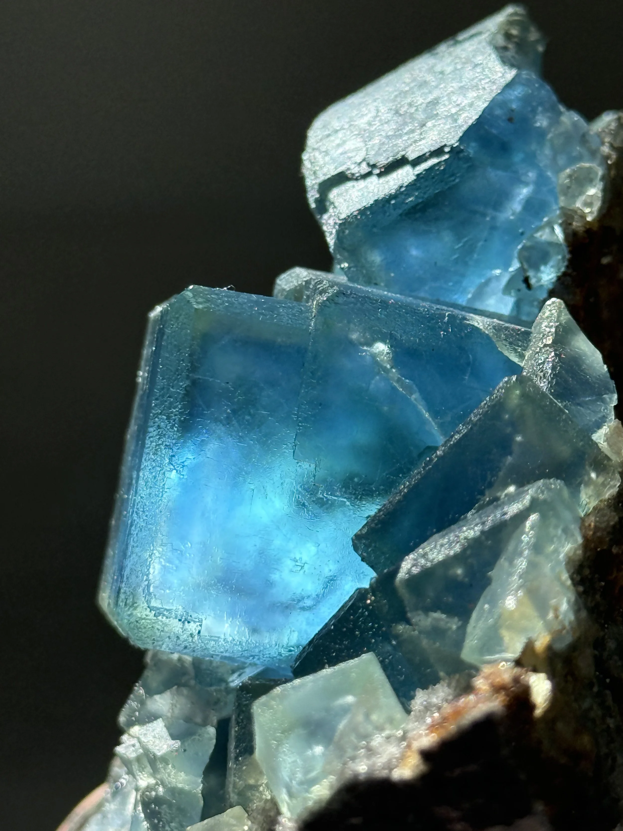 Blue and green fluorite on Druzy matrix