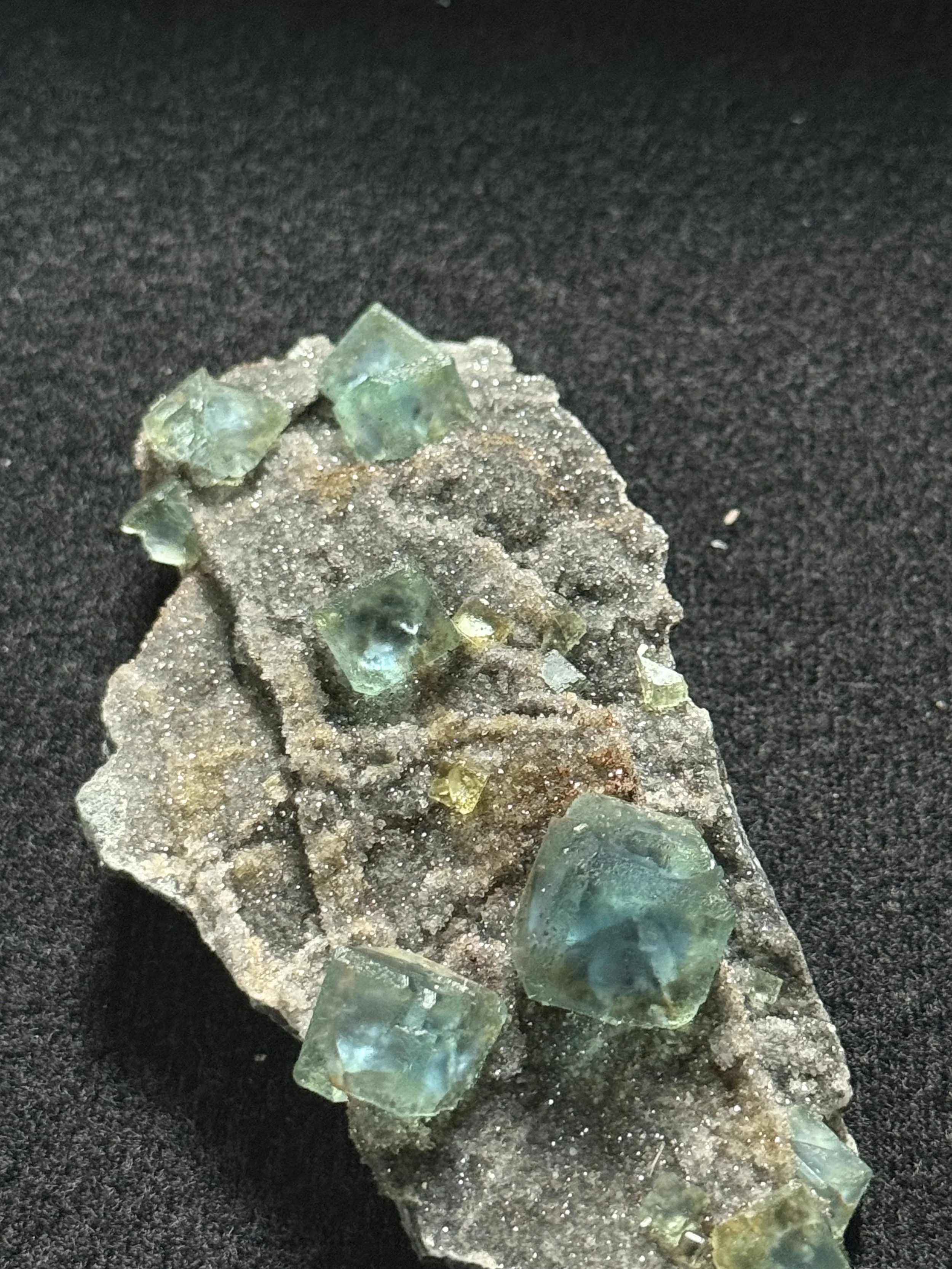 Green Cubic Fluorite With blue phantoms on matrix