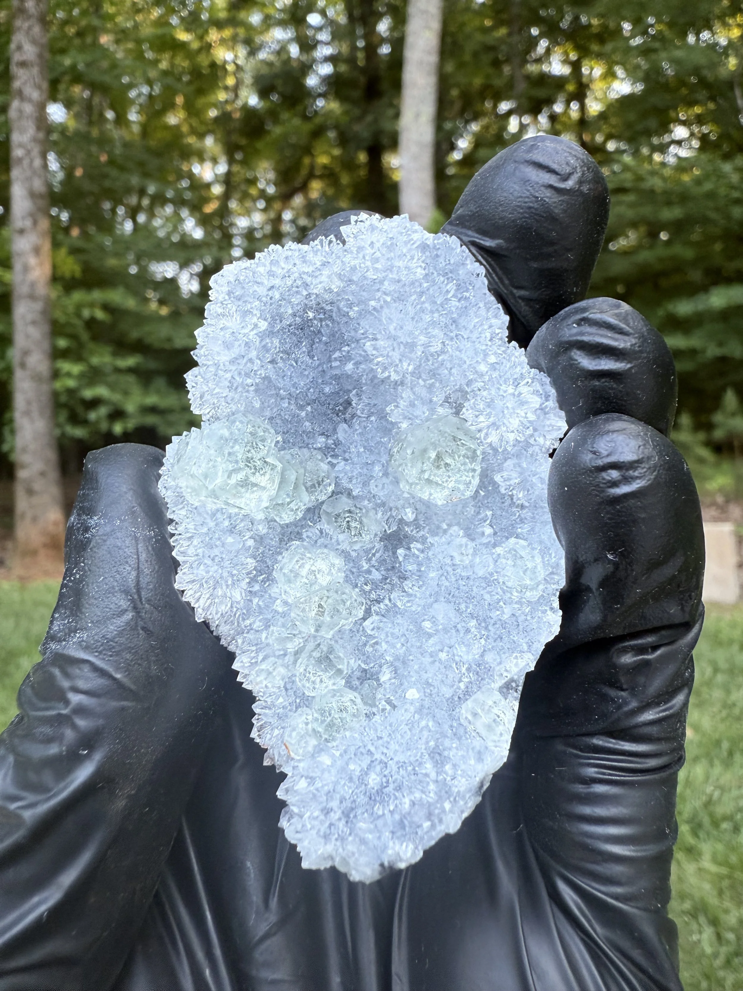 Light green Fluorite on Druzy Quartz matrix