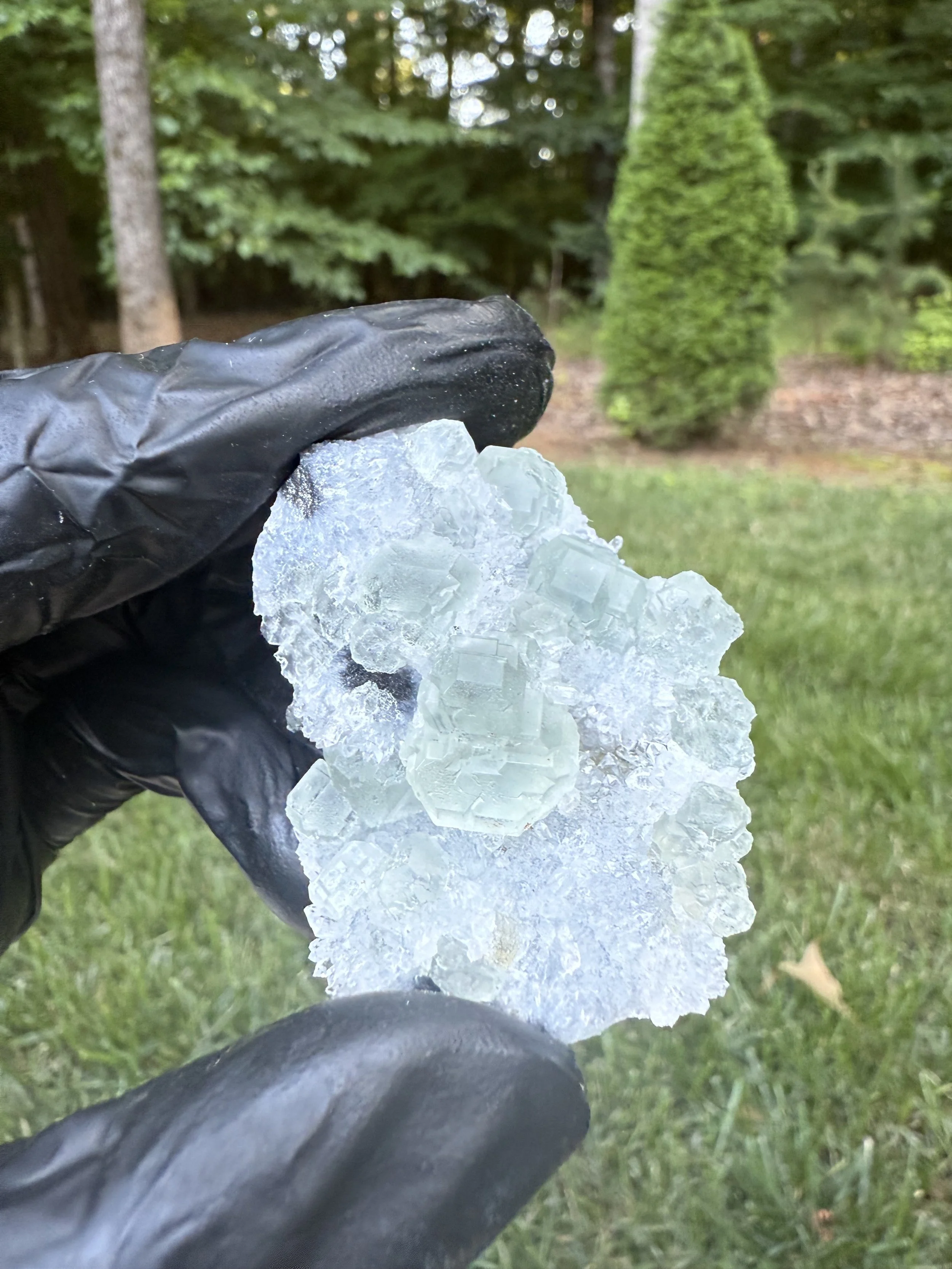 Light Green Fluorite on Druzy Quartz Matrix