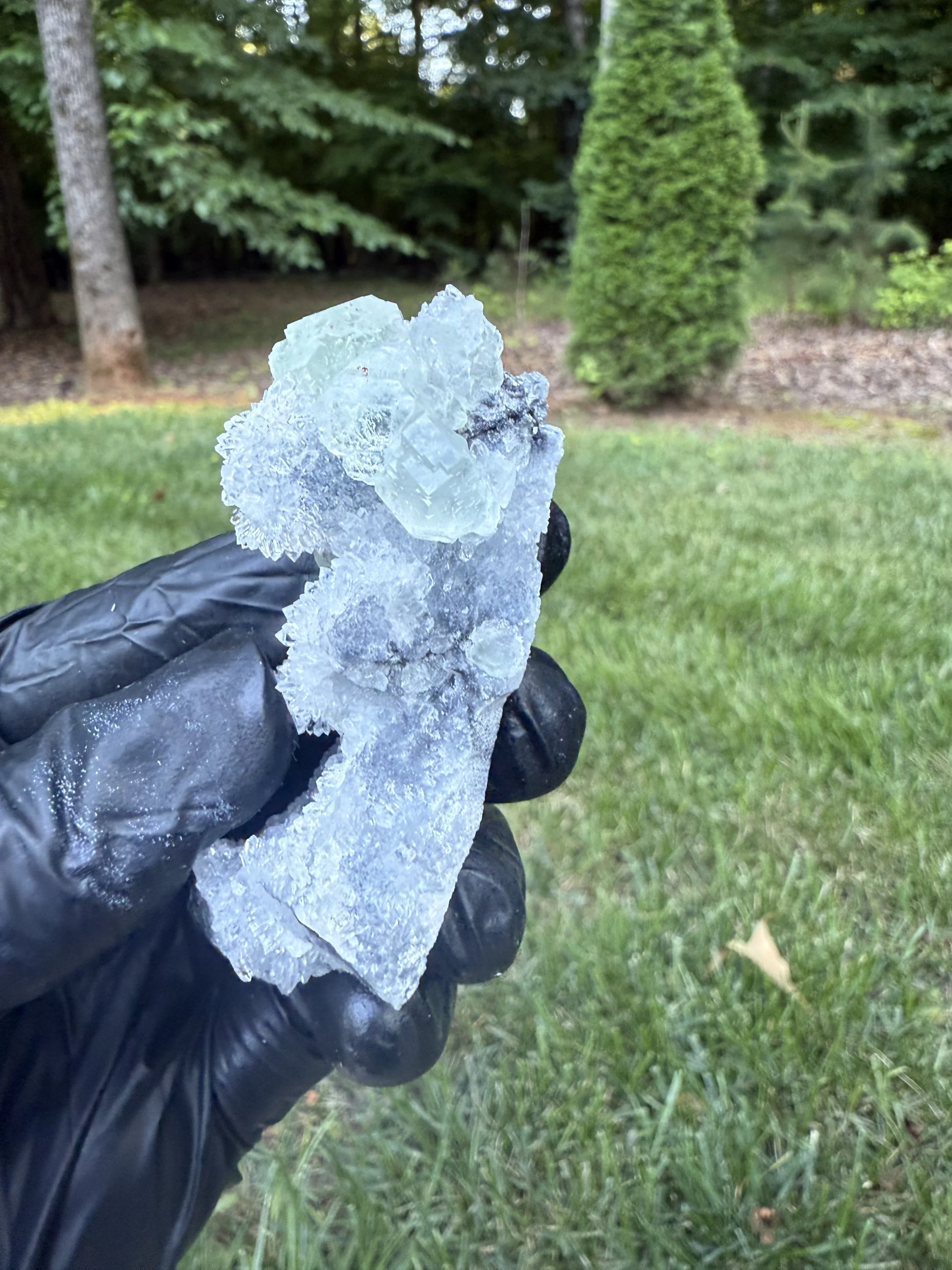 Light Green Fluorite on Druzy Quartz Matrix