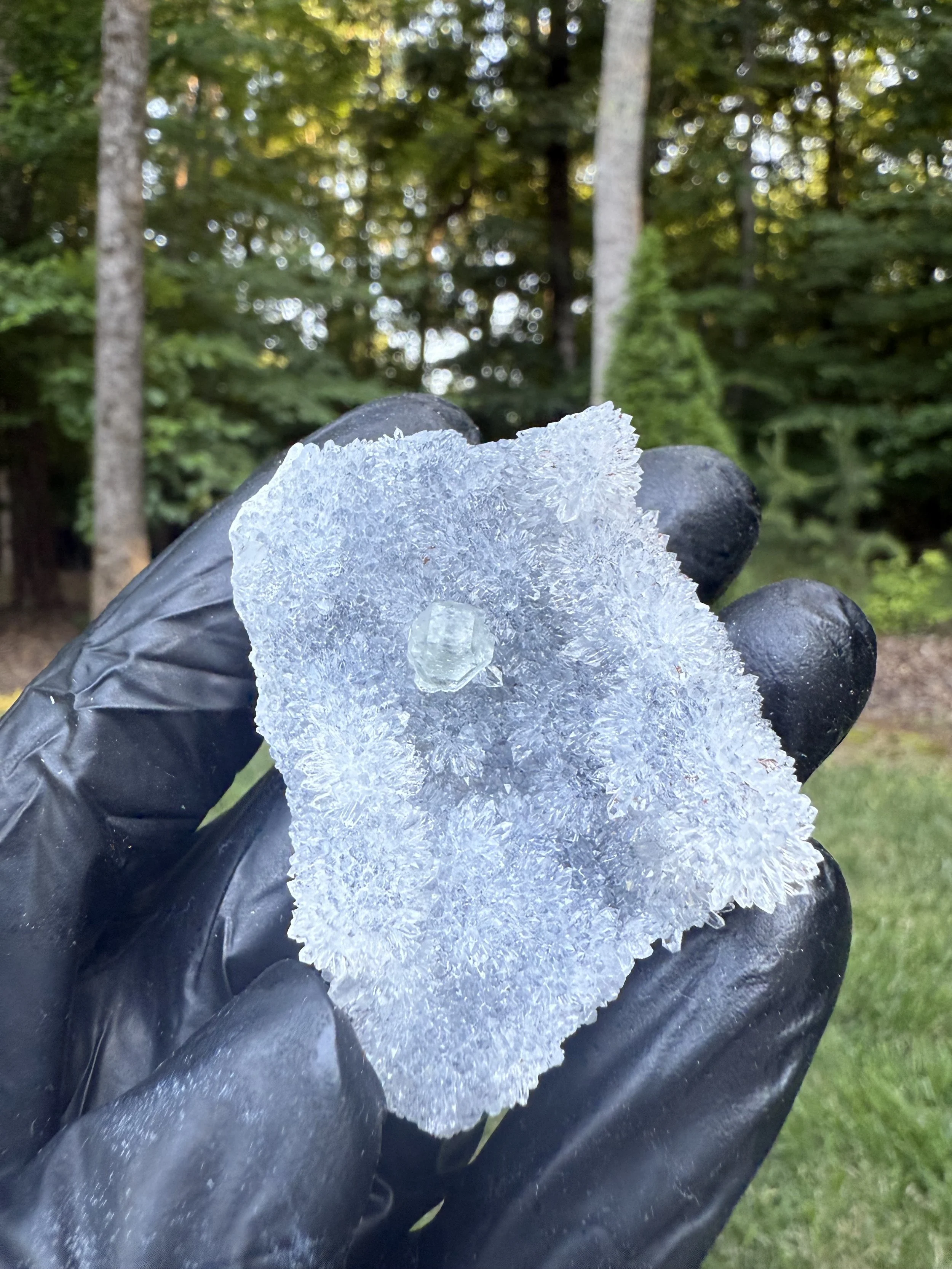 Light Green Fluorite on Druzy Quartz Martix