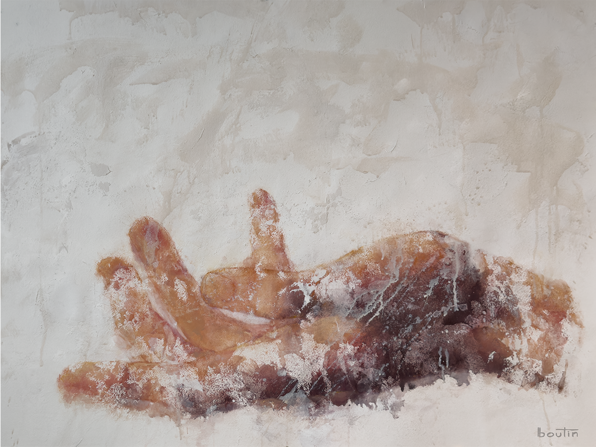 Ce qui reste | What Remains – contemporary figurative artwork exploring memory and invisible presence, original soft pastel and water on Arches paper by Canadian artist Nathalie Nicole BOUTIN from the Presences Collection.