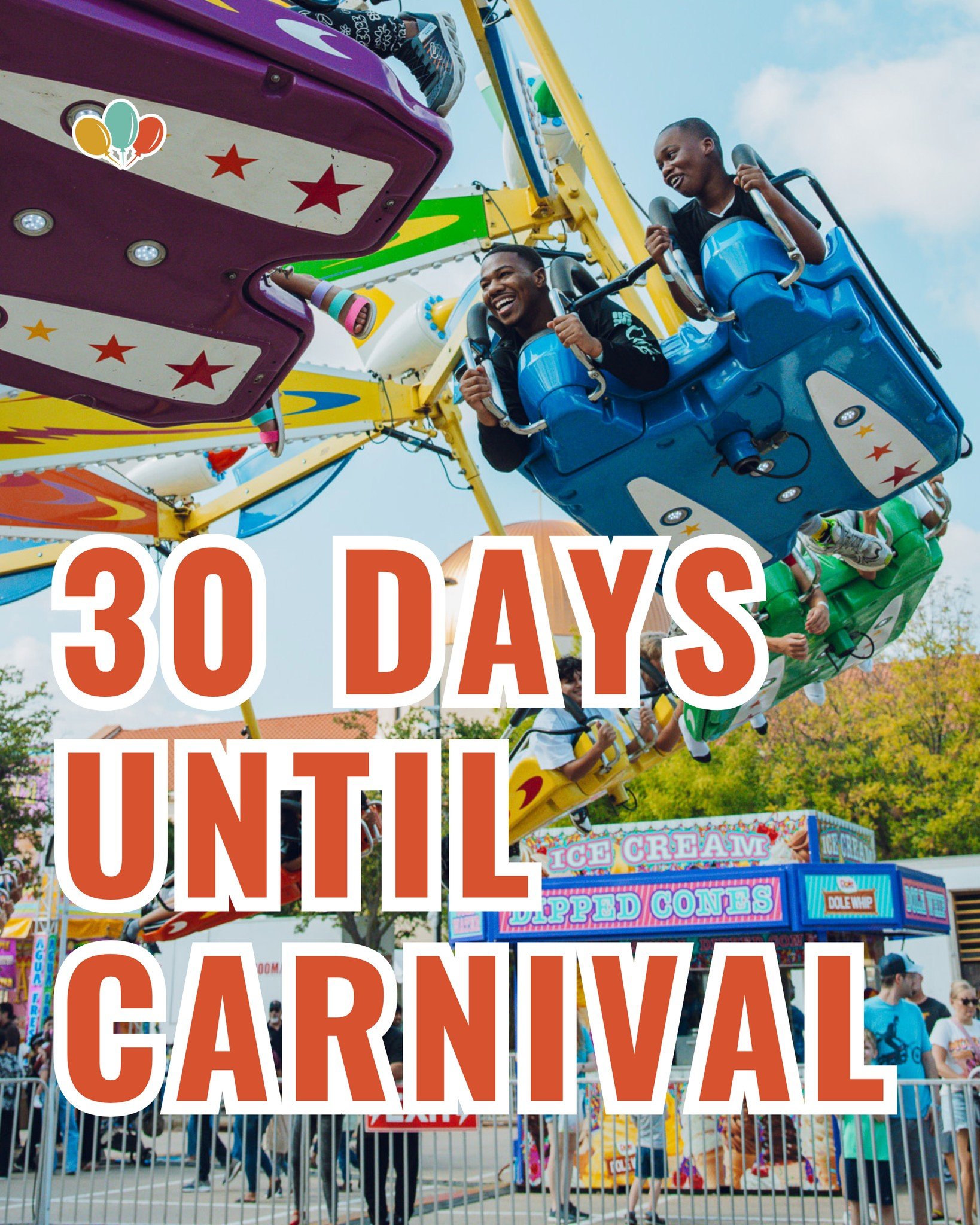 🎡30 DAYS UNTIL CARNIVAL!
Let's look at the check list!

✅ Become a Sponsor and promote your business!
✅ Schedule a time to volunteer one of the days!
✅ Donate to silent auction or cake walk!
✅ Invite someone to join you at the Carnival!
✅ Share this