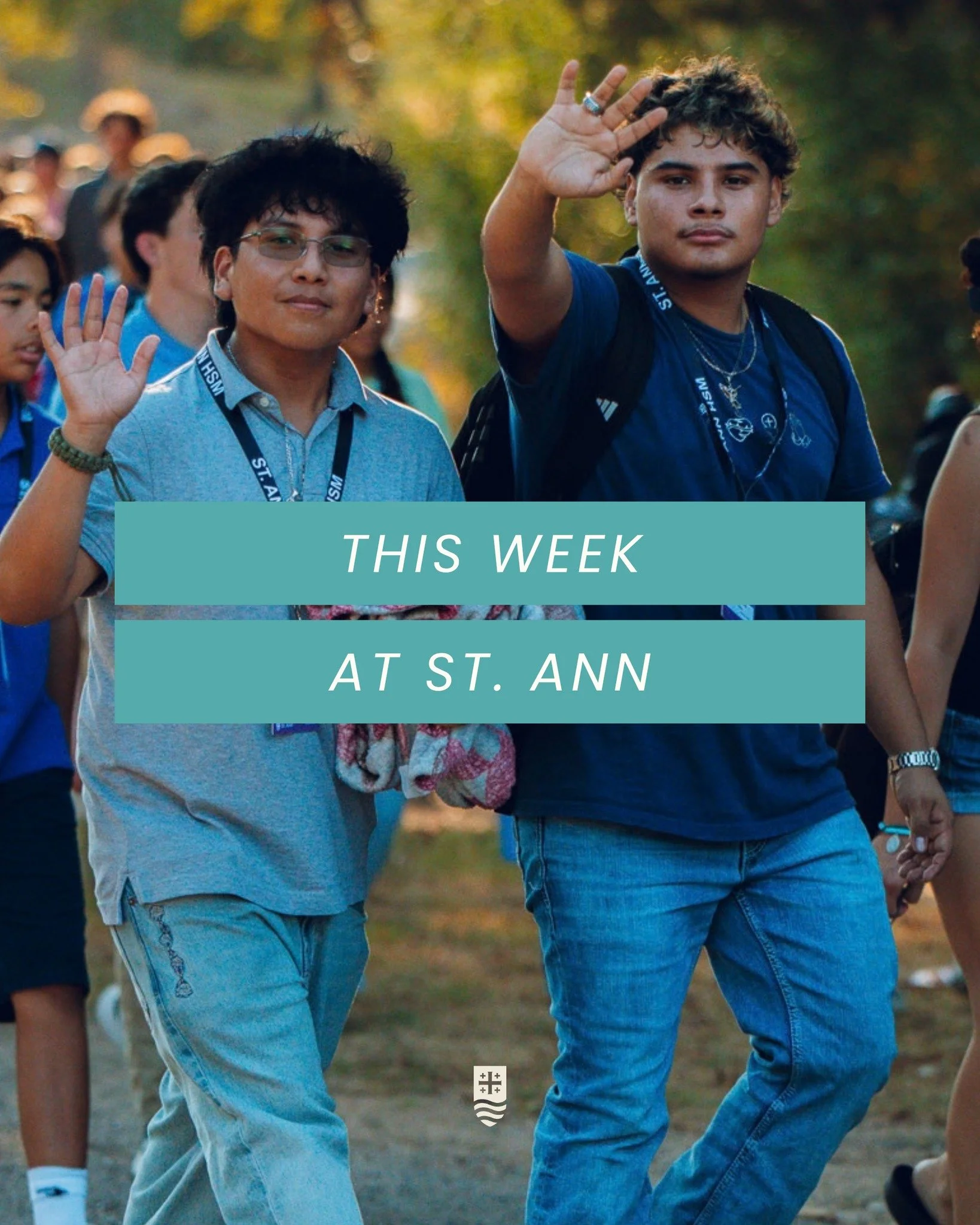 🗓 THIS WEEK AT ST. ANN 🗓

✔ Declare | Young Adults
Tonight |  7-9 PM | Main Church

✔ CRHP Men's Retreat | This Weekend

✔ St. Ann Men's Summit
October 9-10 | Registration is open!

🗓 SUBSCRIBE | Subscribe to our newsletter to stay up to date with