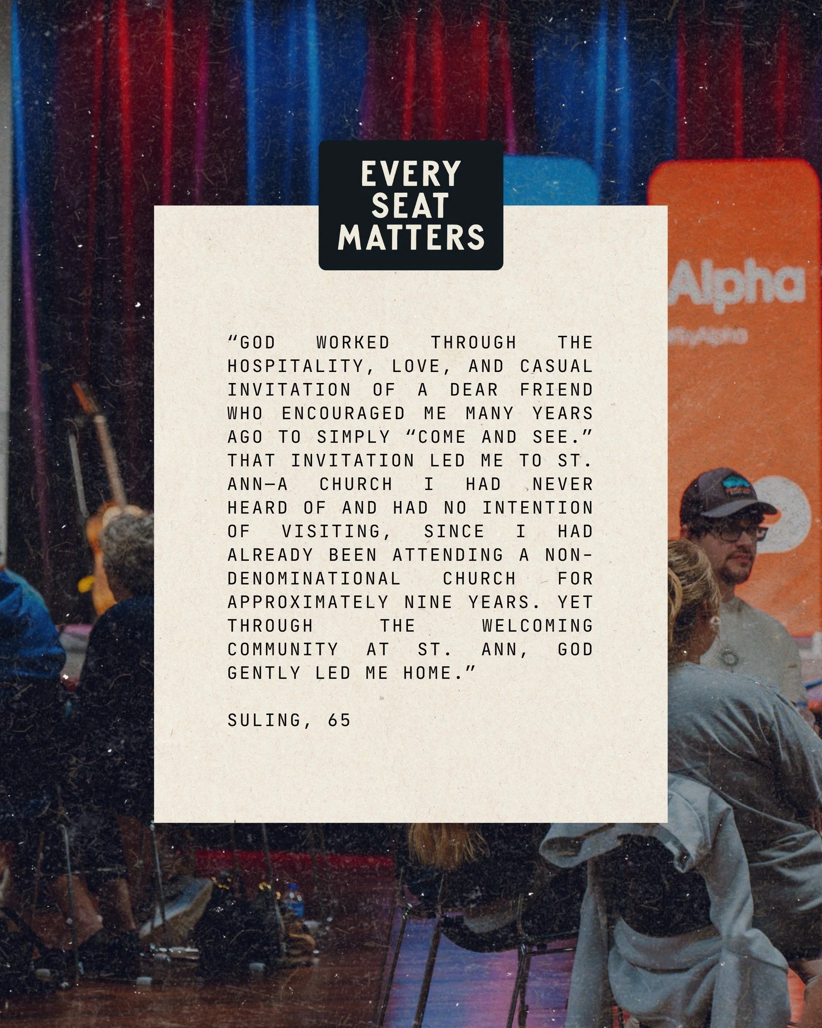 EVERY SEAT MATTERS // What if they&rsquo;re just waiting for an invitation? 👀 For many, the journey to faith begins with a simple invitation from someone they know. So, who in your life could you invite to come and see? What&rsquo;s stopping you? Do