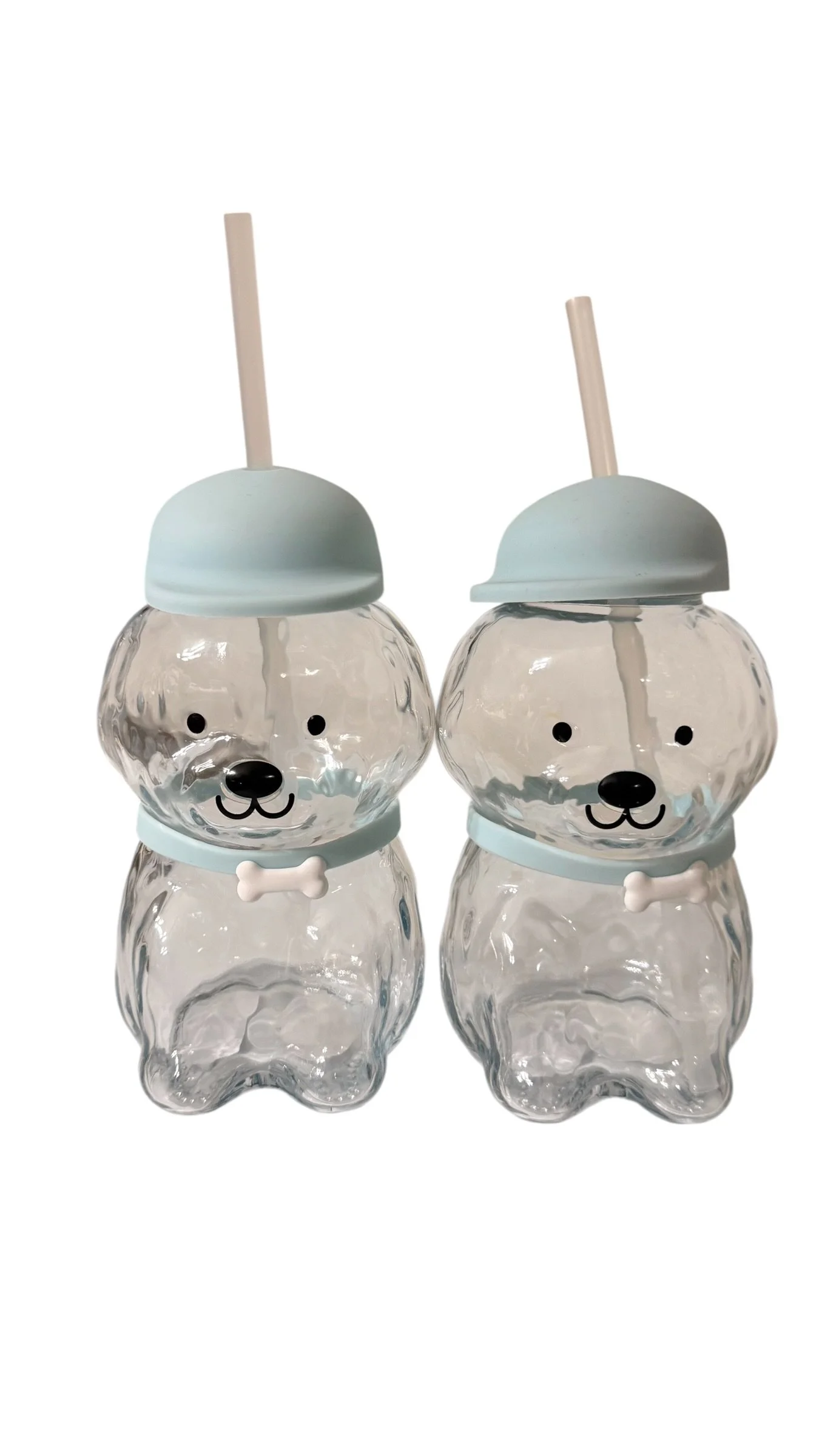 Cute Puppy Glass Tumbler with Straw | Reusable Drink Cup