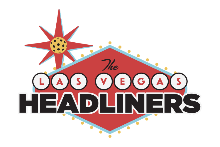 A stylized Vegas sign with the words "The Las Vegas Headliners" and a decorative star with a dotted pattern.
