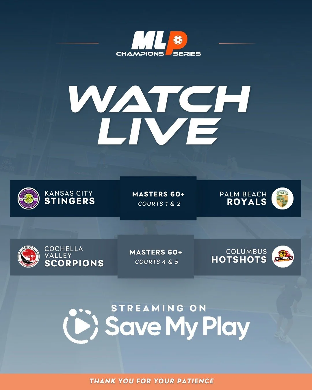 🎥 We're back!

Thanks for sticking with us while we got everything back online. The live streams are up, and TeamBattle action is back in full swing. 🔥

Now streaming:
🏓 Kansas City Stingers vs. Palm Beach Royals
🏓 Coachella Valley Scorpions vs. 