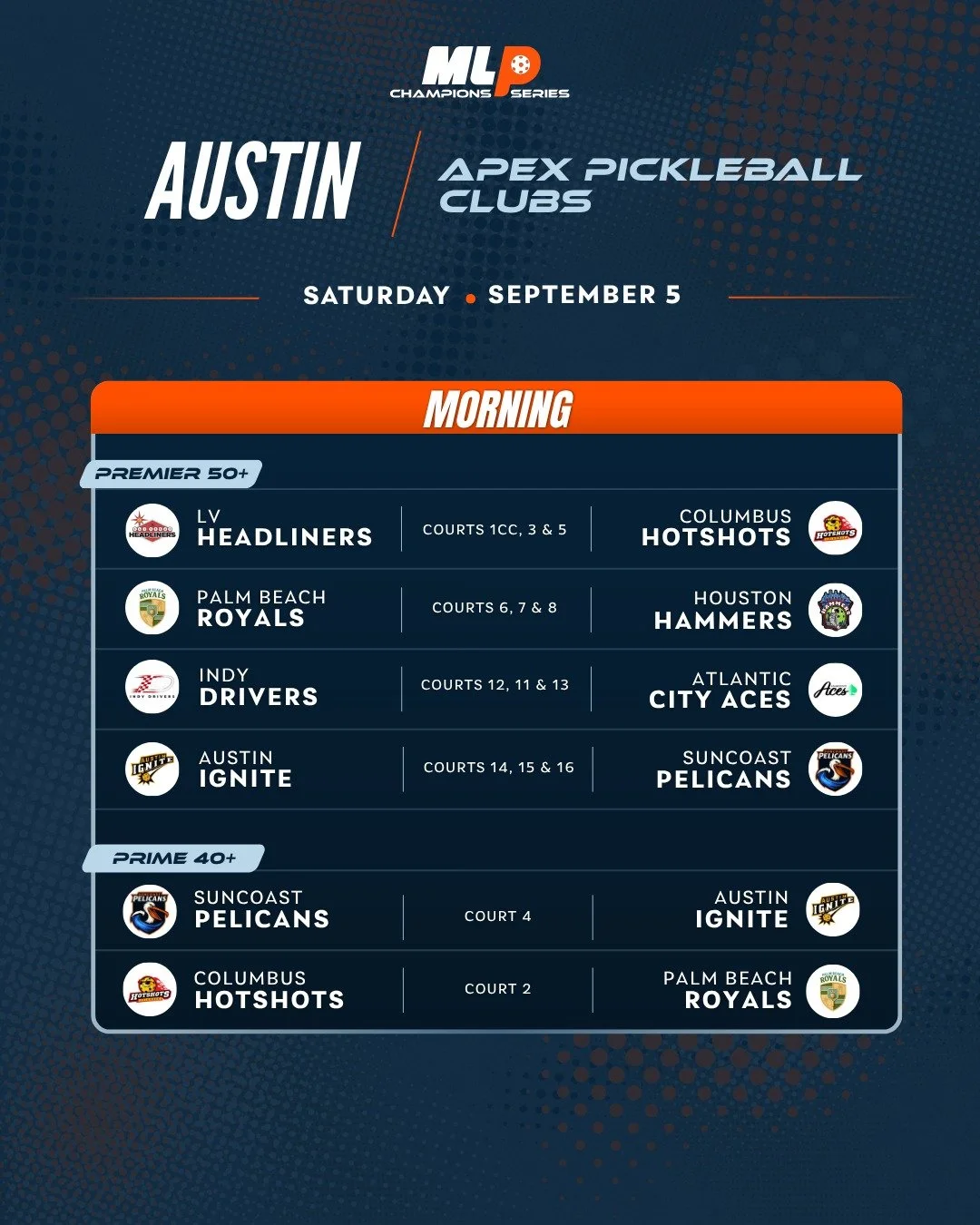 The weekend action is here! 🔥

Day 3 brings another full slate of Team Battles in Austin and Phoenix.

Swipe through today&rsquo;s schedules, tag your team and get ready for an action-packed day of pickleball! 👇

📺 PickleballTV: Catch select match