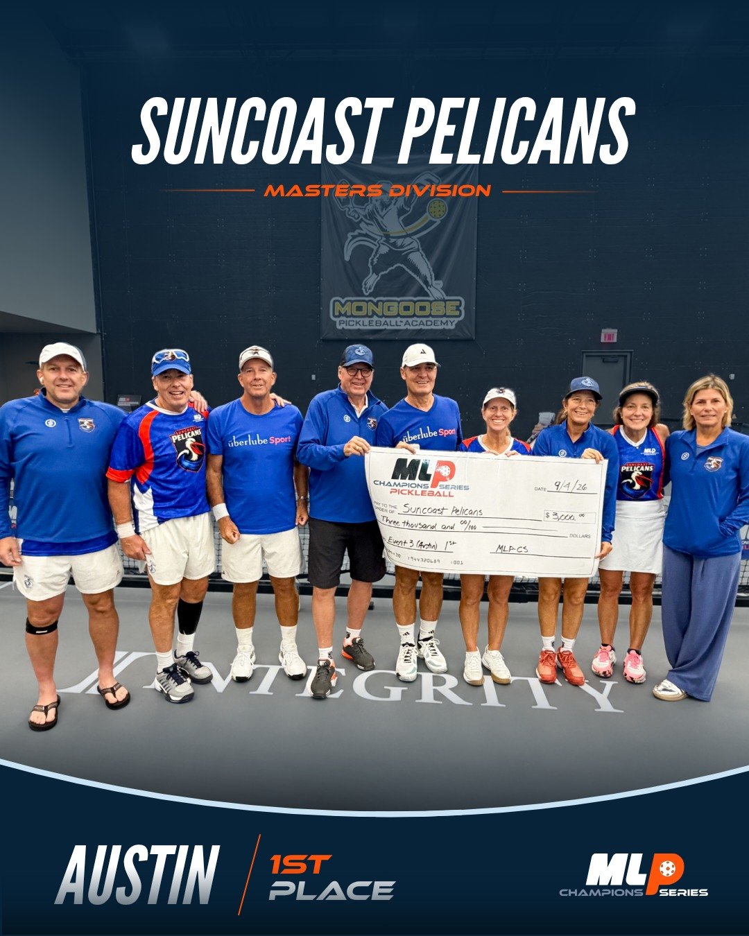 That&rsquo;s a wrap on an action-packed weekend in Austin! 🔥

Congratulations to our Austin Event Winners and podium finishers across all three divisions: 

Masters 60+
🥇 1st Place: Suncoast Pelicans

Prime 40+
🥇 1st Place: Austin Ignite

Premier 