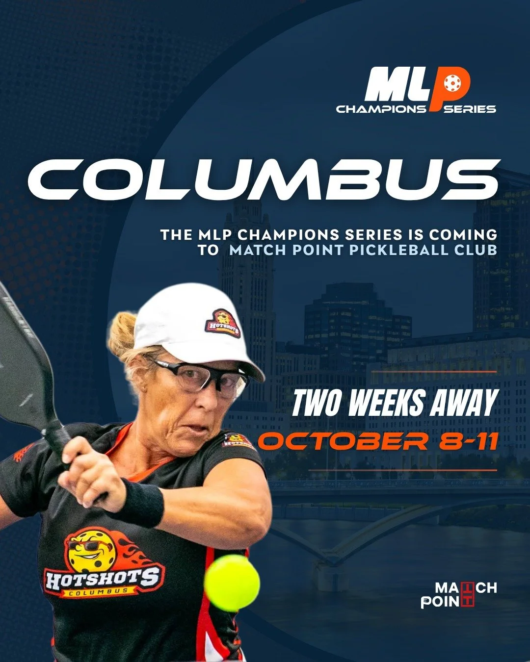 Columbus, get ready! 🔥

The MLP Champions Series is coming to Match Point October 8&ndash;11 for four days of elite team pickleball action.

Watch top teams from across the league compete up close, including hometown favorites, the @columbus.hotshot