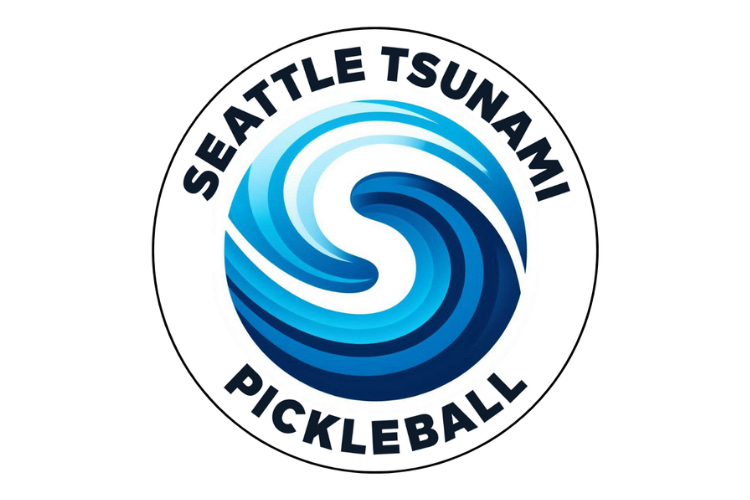 Seattle Tsunami Pickleball logo with a stylized blue wave in the center.