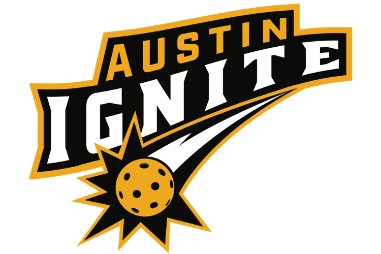 Logo for Austin Ignites featuring a stylized yellow shooting star with a cookie at its center and bold black and yellow text.