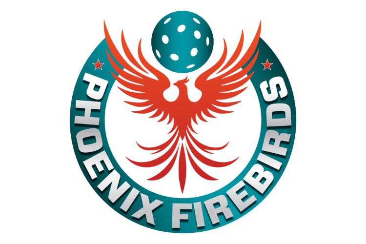 Phoenix Firebirds logo with a fiery phoenix bird and a pickleball behind its head, encircled by the team name.