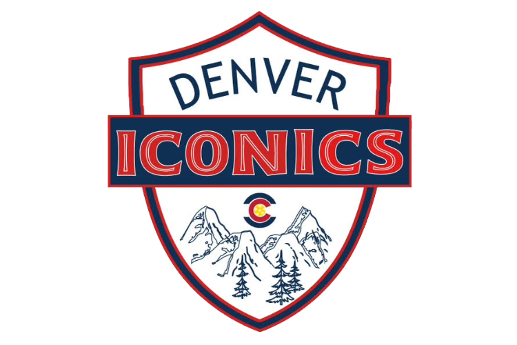 Shield logo with mountains, trees, and the Colorado flag, reading "Denver Iconics".