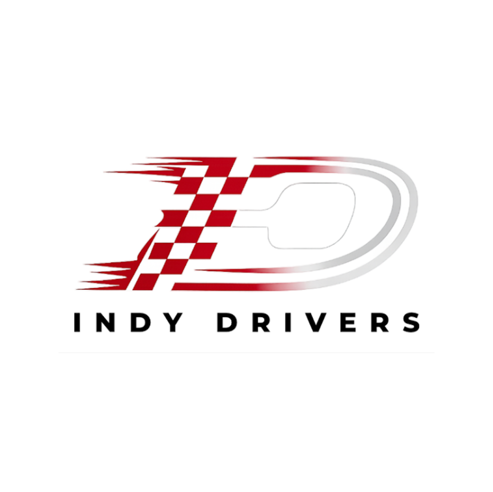 Logo for Indy Drivers with a stylized checkered flag and racing track design.