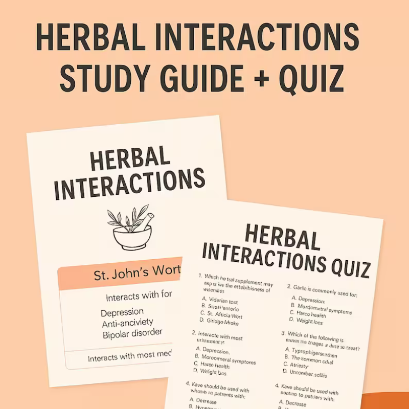 RD Exam Herbal Interactions Study Guide: Supplement & Medication (Digital PDF Download)
