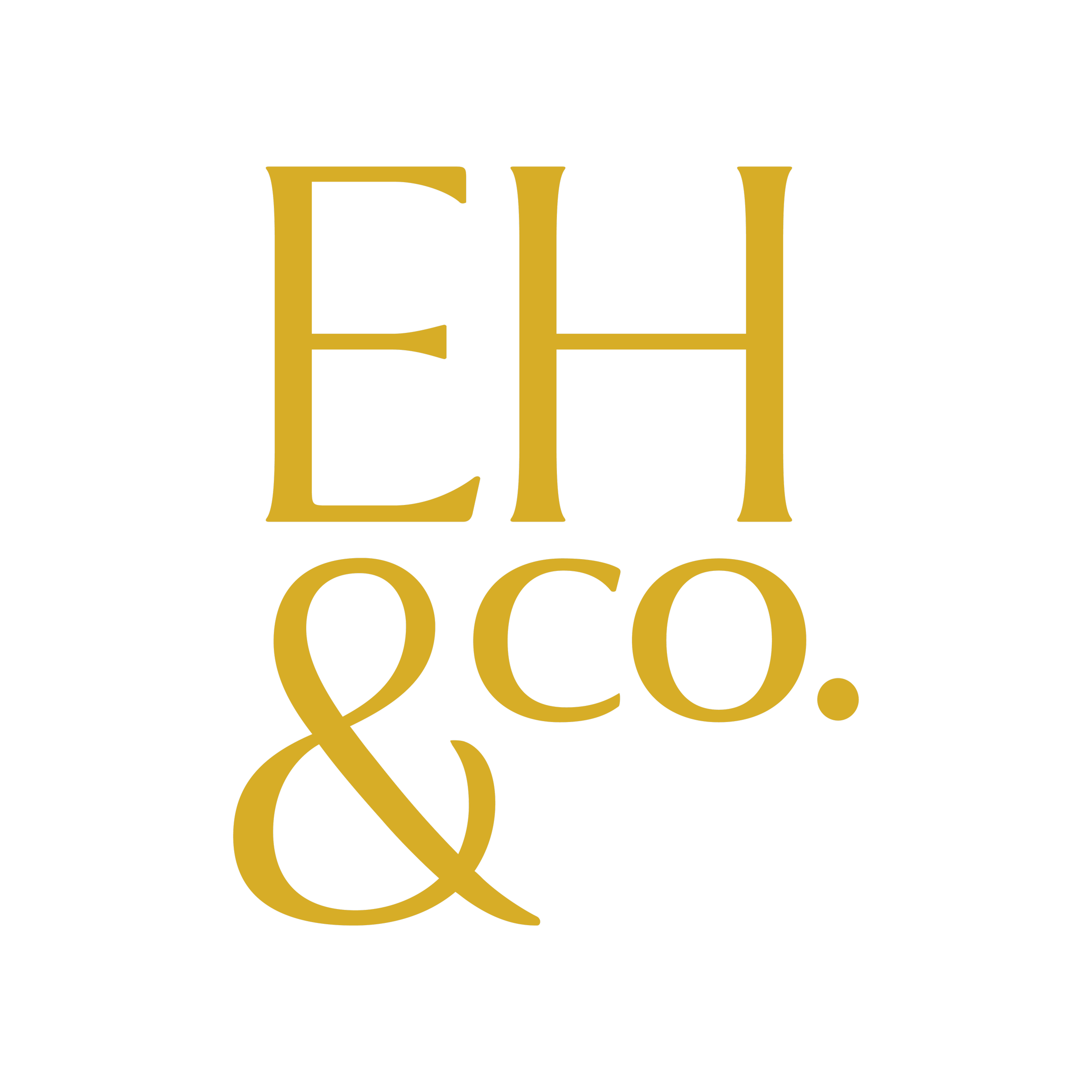 Gold monogram with the letters E, H, and Co.