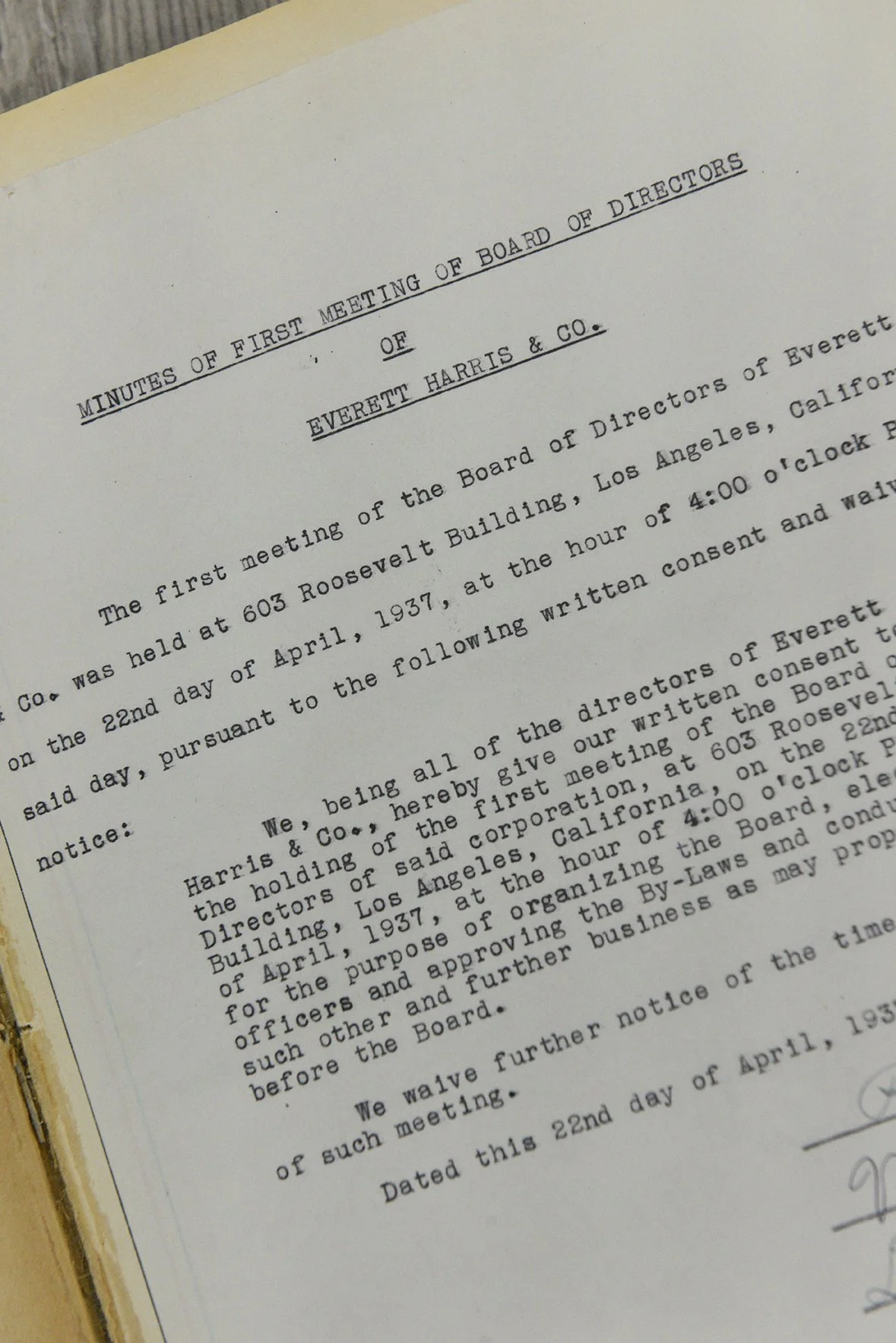 Typed up meeting minutes from 1937