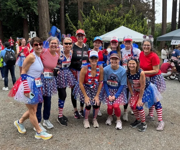 Dr. Marci Nelson with friends at the Edmonds 4th of July 5K — community-rooted concierge physician in Shoreline WA