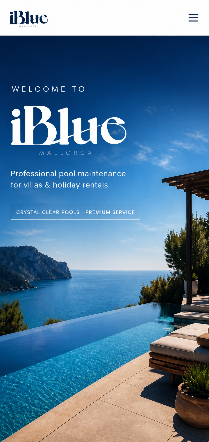 Luxury infinity pool overlooking the Mediterranean Sea in Mallorca maintained by Infinity Blue Mallorca.